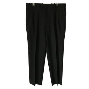 Versini Mens Black Pleated Pants 100 Percent Wool Pants Size 36 x 30